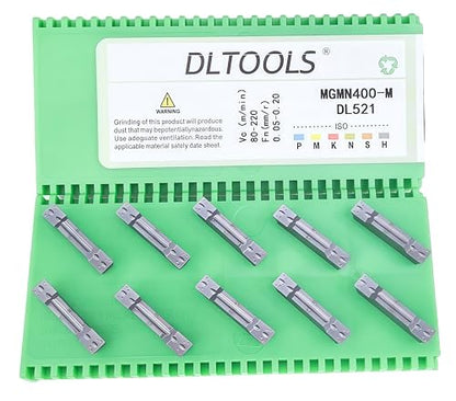 DLTOOLS Industrial MGMN400 PVD Coated(Black&Grey) CNC Grooving Carbide Inserts Cutting Tools for Steel,10pcs - size: DL-MGMN400, style: PVD Coated(black&grey)