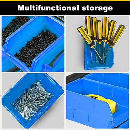 Ultrawall Wall Mounted Storage Bins, Plastic Hanging Storage Organizer Bins - color: Blue