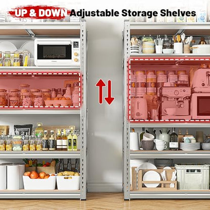 REIBII 2020LBS Garage Shelving Heavy Duty Metal Shelving 5 Tier Storage Shelves, Garage Shelves for Basement, Warehouse, Pantry, Closet, Kitchen, 72" H x 36" W x 16" D, Galvanized, 2 Pack - color: Galvanized