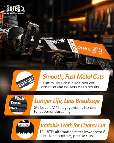 BGTEC 9" Reciprocating Saw Blades for Metal 5 PCS - size: 5PCS