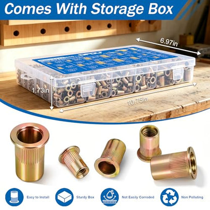 660Pcs Metric & SAE Rivet Nut Kit Threaded Nutserts Set - size: Metric & SAE 660pcs