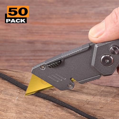 M MEEPO Utility Knife Blades, Never Rust, Titanium SK-2 Steel, 50-Pack - size: Titanium 50-Pack
