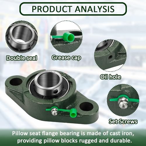 UCFL205-16 Pillow Block Bearing, 1" Bore 2-Bolt Flange Mount, 2 Pack