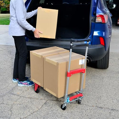 Milwaukee Hand Trucks 73333 Fold-Up Convertible Hand Truck, 4-Piece Frame, Compact Storage, 300 lb Capacity, Red