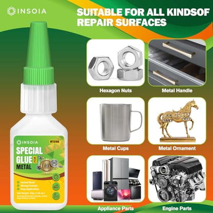 INSOIA Super Metal Glue Clear, 20g, Strong Bond, with Precision Tips