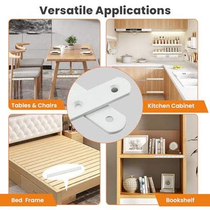 Alise Flat Bracket ,8 Inch White Mending Plate Flat Brace for Wood Shelves - color: White, size: 8 Inch