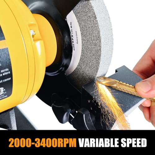 Woodskil 6" 2.5A Variable Speed Bench Grinder for Sharpening,2000–3400 RPM - size: 6" variable speed grinder