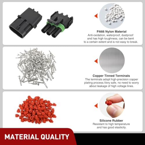 Nilight 284PCS 1 2 3 4 Pin Waterproof Automotive Electrical Connector Kit - size: 1/2/3/4Pin Spark Plug Connector 284PCS