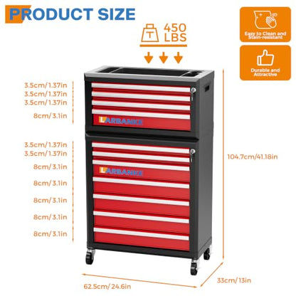 LARBANKE 11-Drawer Rolling Tool Chest with Wheels&Locks, Red Tool Cabinet - color: Red, size: 11 drawer tool chest