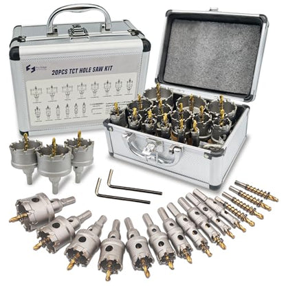 20pcs TCT Carbide Hole Saw Hole Cutter Set 1/2" to 2-1/4"