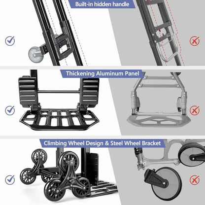 KEDSUM 3-in-1 Stair Climbing Dolly, 660LB Hand Truck with 10 Wheels - size: 660LBS-10 Wheels
