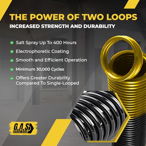 80 lb. Heavy-Duty Double-Looped Garage Door Extension Spring (2-Pack) - Gold | Springs for Garage Door Replacement Hardware Repair (80-Gold) - size: 80-Gold