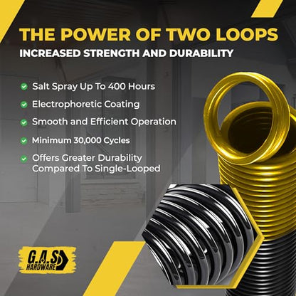 80 lb. Heavy-Duty Double-Looped Garage Door Extension Spring (2-Pack) - Gold | Springs for Garage Door Replacement Hardware Repair (80-Gold) - size: 80-Gold