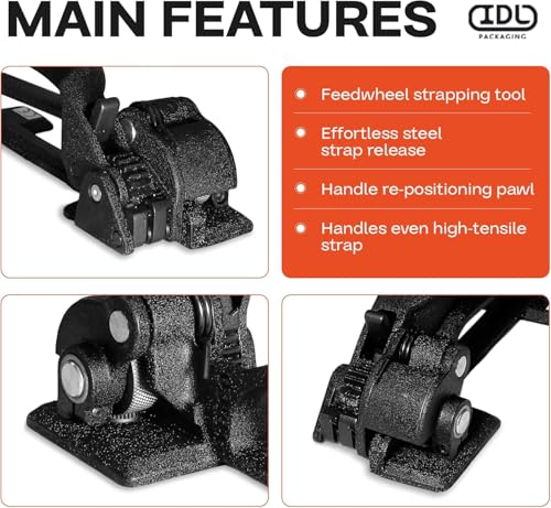 IDL Packaging S-290 Heavy Duty Popular High Tensile Feed-Wheel Tensioner for 3/8" to 3/4" Steel Strapping - size: 1/2"