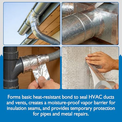 J.V. Converting JVCC AF20 Aluminum Foil Tape – 2 mil Linered, Venture Formula Acrylic, 73 oz/in Adhesion, -22°F to 248°F, HVAC Duct Sealing & Insulation Repair Aluminum Tape (Silver, 1 in. x 50 yds.)