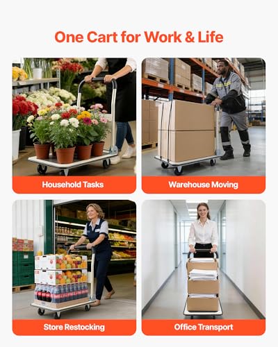 VEVOR Foldable Push Cart Dolly, 330 lbs Load Capacity, Folding Platform Truck with Swivel Wheels, Moving Platform Hand Truck Flatbed Cart, Space Saving Push Handle for Easy Storage 29 x 18.9 x 32.5 in - size: 29.0 x 18.9 x 32.5 in / 735 x 480 x 825 mm