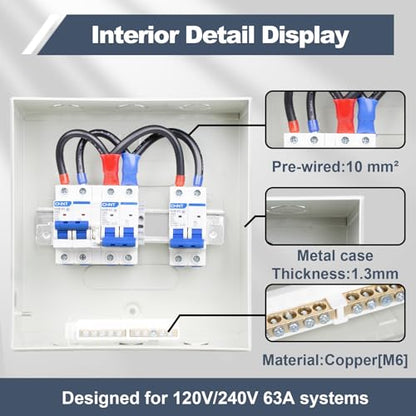 63 Amp Generator Transfer Switch, 120/240V Prewired Manual Transfer Switch