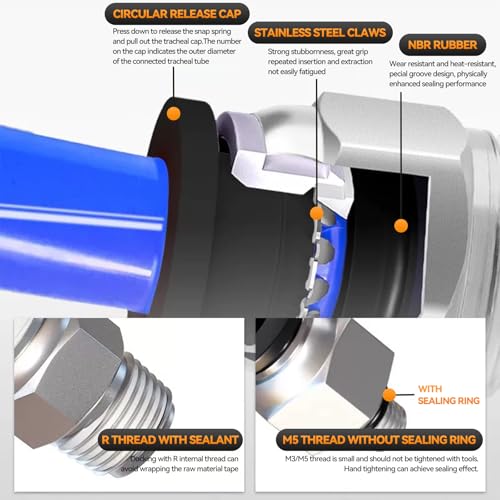 Pneumatic Black Push Connect Fittings 1/2 Inch Tube OD x 3/8 Inch NPT Air Push Connect Tools Pneumatic Hose Fittings(Pack of 10) - size: 1/2"OD x 3/8"NPT