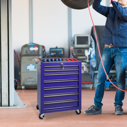 Rolling Metal Tool Chest with 7 Drawers - color: 7-drawer-purple-a