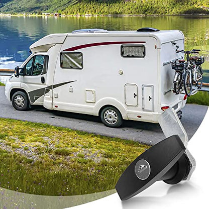 2 Packs T-Handle Door Lock, Truck Camper Trailer Locking Latch, Keyed Alike Black RV Garage Door Lock with 4 Keys for Cabinet Letter-Box Drawer, Black