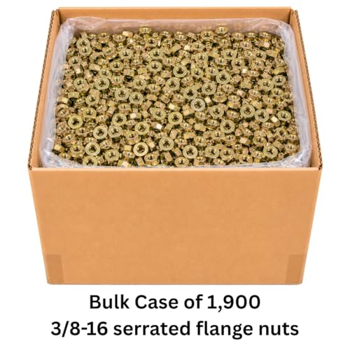 3/8"-16 Serrated Flange Nuts (1,900 Case) – Grade 8 Mechanical Locking Nuts Coarse Thread for Vibration & Shock SAE J995 0.375" - size: Serrated Flange Nut – 1,900 Case