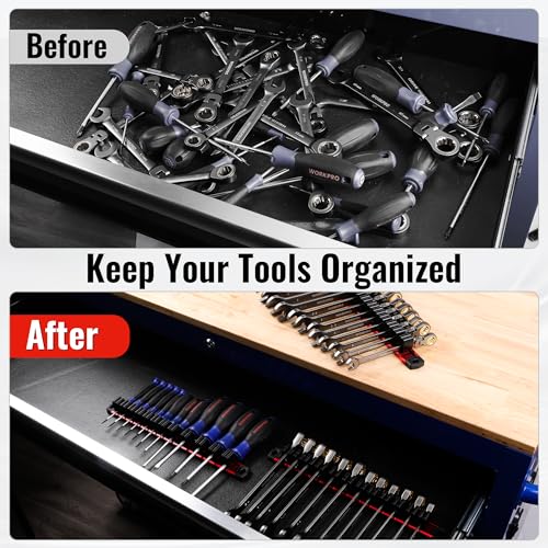WORKPRO Magnetic Screwdriver and Wrench Organizer Set, 24-Slot Tool Holders - color: Red, size: 2 Pack