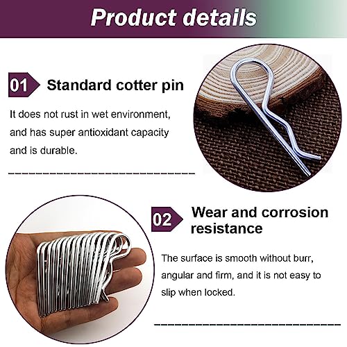 15Pcs Heavy Duty Hitch Pins Clip R Clips Cotter Pins, White Zinc Plated Spring Retaining Wire Hair Pins， Large for Trailer Tractors Mower Carts Truck Pin Clip，Strong Spring Tension M3x60mm - size: M3×60mm-15pcs White zinc-plated