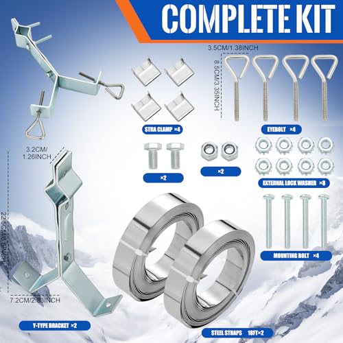 MorningRo 2 Set Antenna Chimney Mount Kit, 18ft Steel Straps, Y Bracket