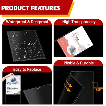 Magnetic Sign Holder 8.5 x 11, 5 Pack Magnetic Paper Holder for Wall