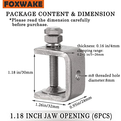 Stainless Steel C Clamps Mini 1 Inch for Mounting, Heavy Duty Metal U Clamps for Metal Working, Small Desk Clamp with Stable Wide Jaw Opening & Protective Pads/I-Beam Design (4pcs) - color: 1 3/16 In-4pcs-30mm