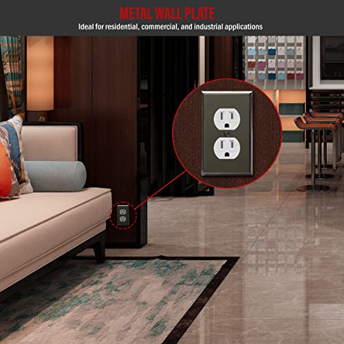 ENERLITES Duplex Receptacle Metal Wall Plate, 1-Gang, Polished Black - color: Polished Black, size: Standard Size