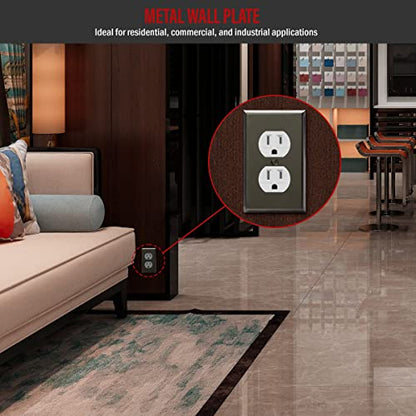 ENERLITES Duplex Receptacle Metal Wall Plate, 1-Gang, Polished Black - color: Polished Black, size: Standard Size