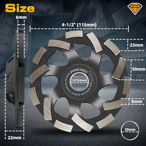4 1/2 inch Concrete Grinding Wheel, 14-Segment Diamond Grinding Wheel with 7/8" Arbor for Angle Grinder, Diamond Grinding Wheel for Polishing Concrete, Marble, Granite - color: Black