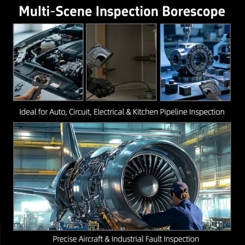 Triple Lens Endoscope Camera with Light, 1080P Inspection Borescope