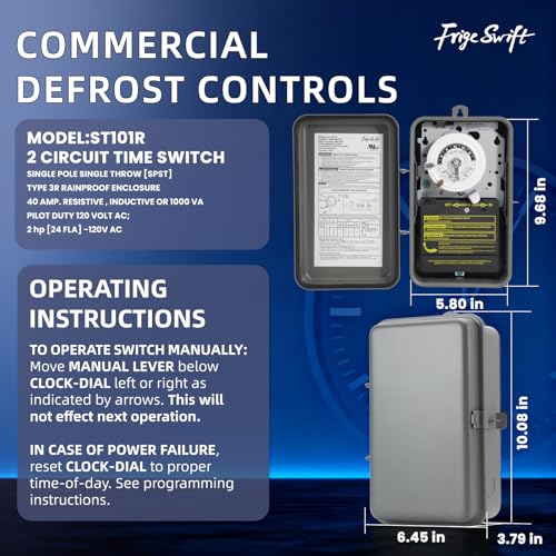T101R 40A 120V 24-Hour Programmable Timer for Commercial Defrost, Lighting