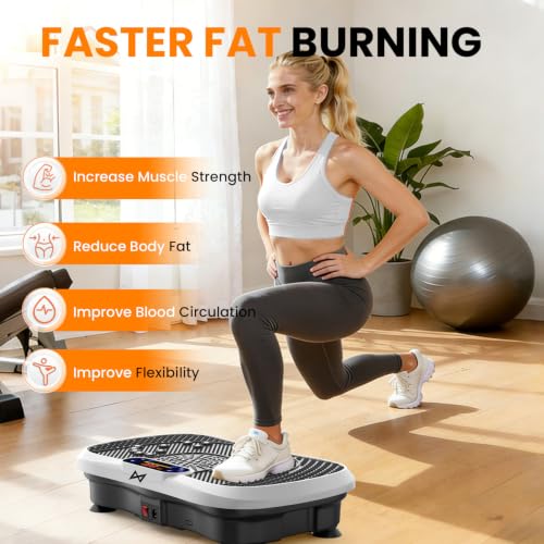 AXV Vibration Plate Exercise Machine Fitness Platform Body Vibrating Board - color: SLIM.WHITE
