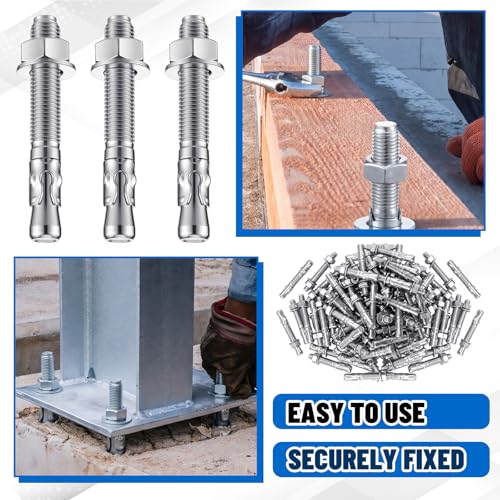 Moxweyeni 20 Pcs 3/4" X 5-1/2" Zinc Plated Wedge Anchors for Concrete - size: 3/4" X 5-1/2"