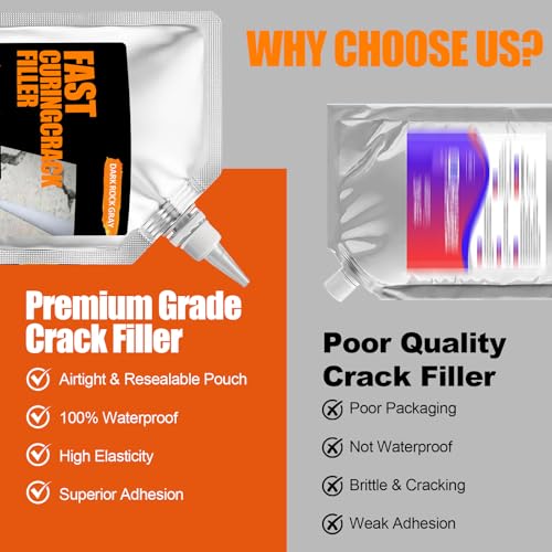 Concrete Crack Filler 2 PACK, Self-Leveling Cement Crack Repair, High Elasticity And Fast Drying, Waterproof Sealant for Driveway, Sidewalk, Patio, Concrete Joint, Indoor and Outdoor Use – Gray (39oz)