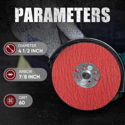 4.5" x7/8" Ceramic Resin Fiber Sanding Discs 60 Grit -25Pcs - style: 60grit-25Pack