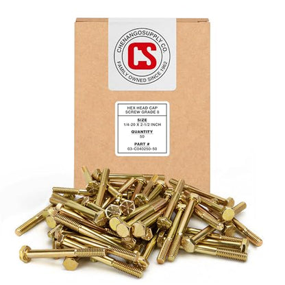 Chenango Supply 1/4-20 x 2 Grade 8 Hex Head Bolts - size: 1/4-20x2 50pcs