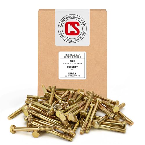 Chenango Supply 1/4-20 x 2 Grade 8 Hex Head Bolts - size: 1/4-20x2 50pcs