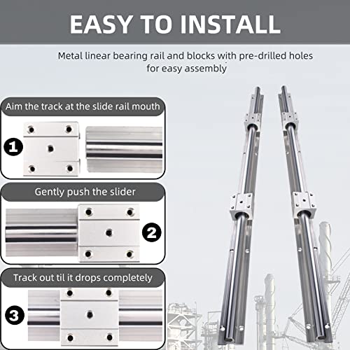 2Pcs Linear Rail 1800mm Linear Slide Rail with 2 Fully Supported Linear Rail and 4 SBR16UU Bearing Blocks CNC Kit, Linear Rails and Bearings Kit for Automated Machines(SBR16-1800mm) - size: 1800mm, style: SBR16