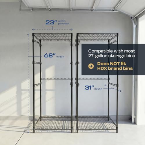 MonsterRAX 2-Pack 5-Tier NSF Bin Rack for 27-Gal Totes, Black - color: Black