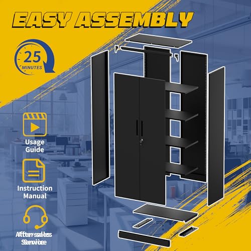 Metal Garage Storage Cabinet, 72" Steel Tool Cabinets with Lock - size: H72"