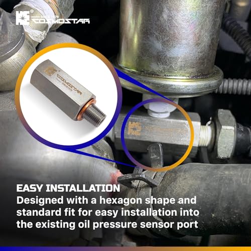 Cosmostar Stainless Steel 1/8" NPT Tee Oil Pressure Sensor Adapter – Heavy-Duty 304 SS Fitting for Oil Pressure Gauge, Turbo Supply Feed Line, & Pressure Switch - size: 1/8 NPT-1/8 NPT-1/8 NPT