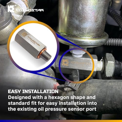 Cosmostar Stainless Steel 1/8" NPT Tee Oil Pressure Sensor Adapter – Heavy-Duty 304 SS Fitting for Oil Pressure Gauge, Turbo Supply Feed Line, & Pressure Switch - size: 1/8 NPT-1/8 NPT-1/8 NPT