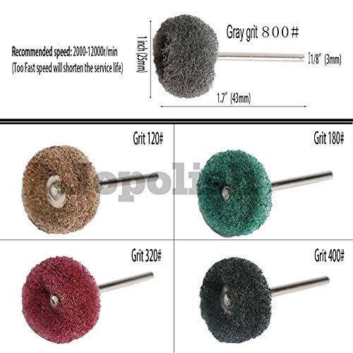 FPPO 58PCS Abrasive Buffing Polishing Wheel Set for Rotary Tools,Scouring pad Mini Brush Polishing kit with 3mm Shank,Power-Operated Abrasive Wheels(Mix 58pcs) - color: Mix 48pcs