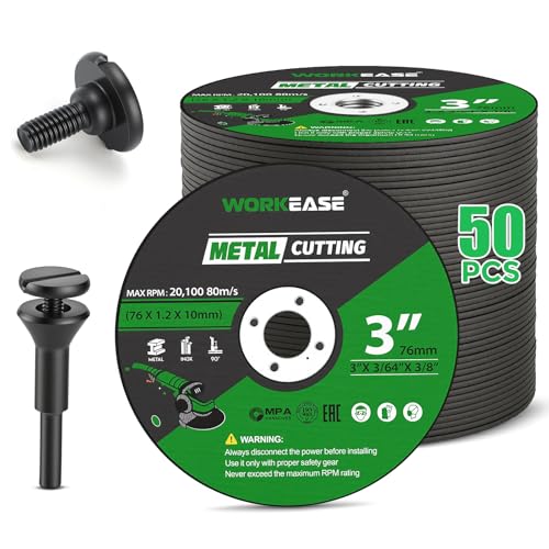 50 Pack 3 Inch Metal Cut Off Wheel Discs with 1/4" Mandrel