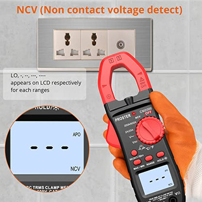 Proster Clamp Meter 2000 Counts TRMS, AC Current Clamp Multimeter - color: Red, size: 2000Counts