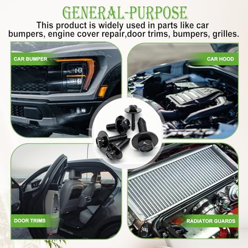mxuteuk 100PCS U-Nut Clips & Hex Head Automotive Body Fender Bolts Kit,M4.2/M6/1/4/M8 Automotive Bolt for Most Cars Fender,Engine Undertray Cover, Engine Cover & Bumper Fender Liner - color: M4.2 M6 M8 1/4" Kit
